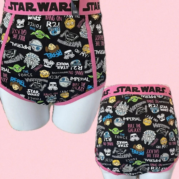 Disney 1 Icons & Statement Star Wars Print Logo Waistband Cotton Cheeky Panties - Picture 1 of 6
